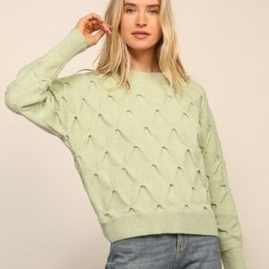 Lumiere Mint Green Textured Knit Sweater NWT Soft Cozy Pullover